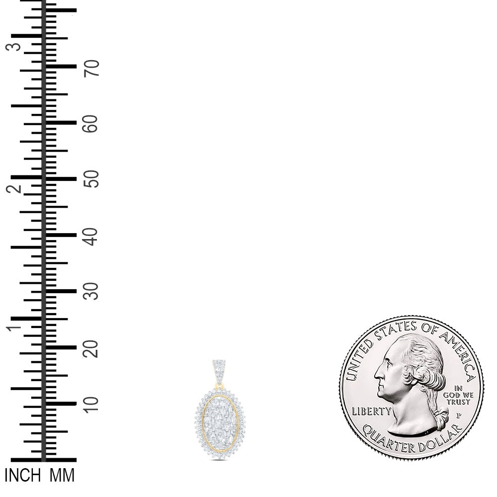 0.49 Ctw Natural Diamond Fashin Oval Shaped Pendant in 10k Yellow Gold
