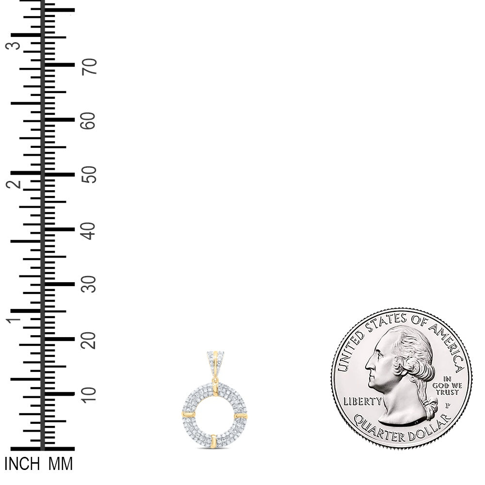 0.52 Ctw Natural Diamond Open Circle Fashion Pendant in 10k Yellow Gold