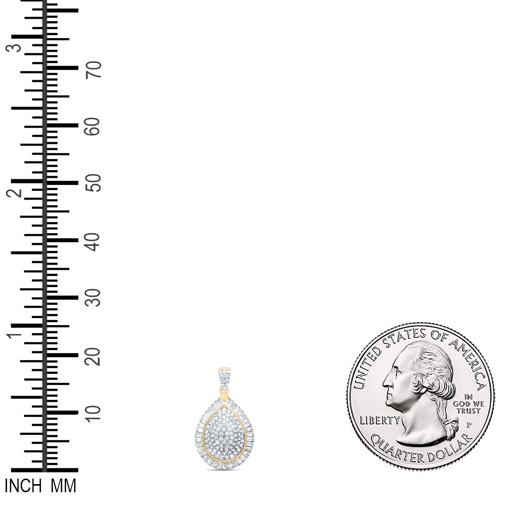 0.63 Ctw Natural Diamond Cluster Teardrop Pendant in 10k Yellow Gold