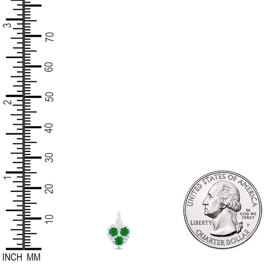 0.32 Ctw Natural Diamond Heart Green Diamond Pendant in 14k White Gold