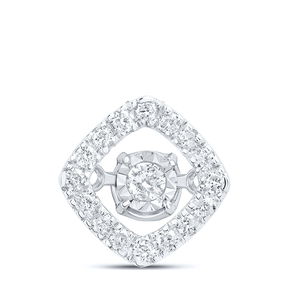 0.16 Ctw Natural Diamond Center Stone Pendant in 10k White Gold