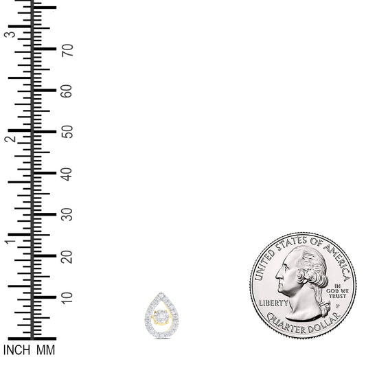 0.16 Ctw Natural Diamond Teardrop Center Pendant in 10k Yellow Gold