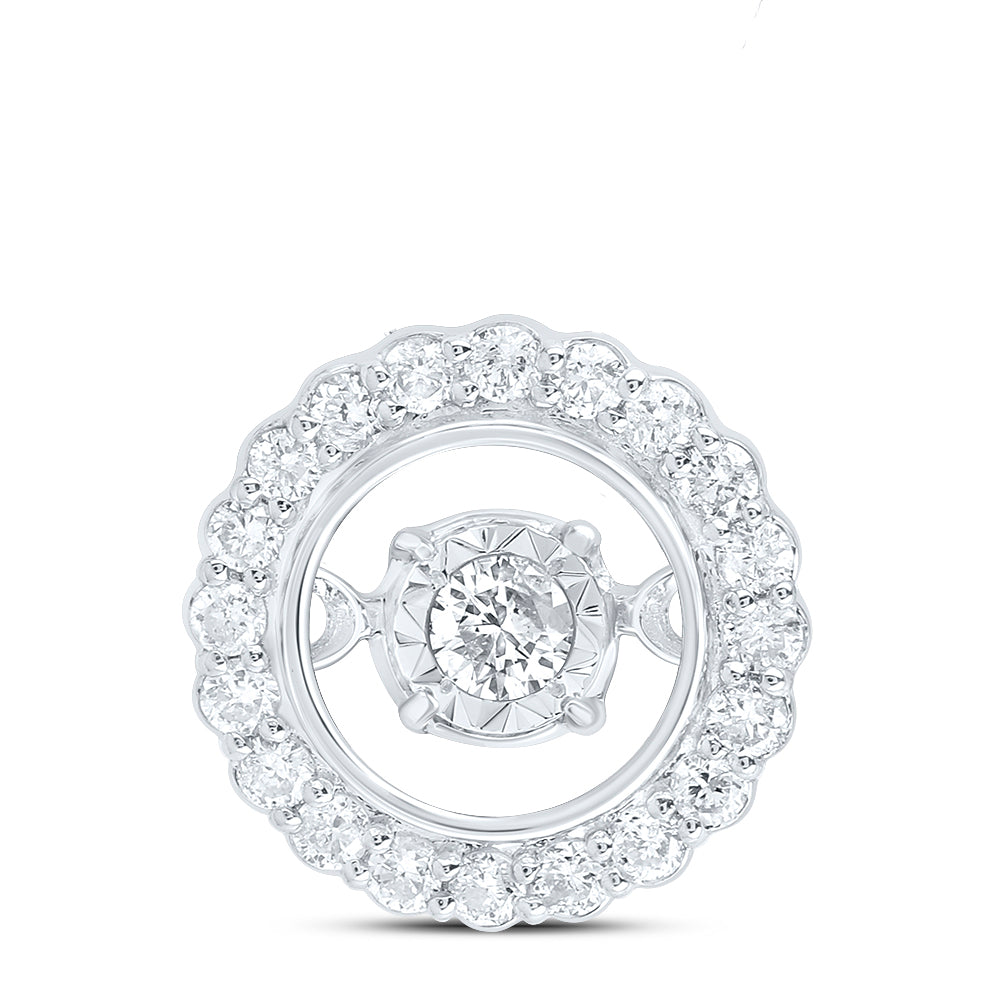 0.19 Ctw Natural Diamond Round Center Pendant in 10k White Gold