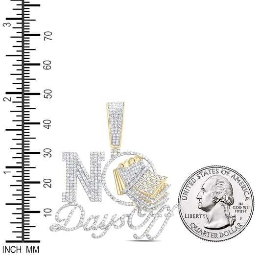 1.79 Ctw Natural Diamond No Days Off Nameplate Pendant in 10k Yellow Gold