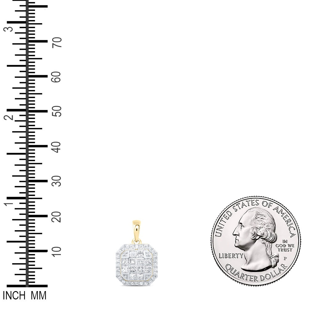 0.88 Ctw Natural Diamond Octagone Gift Pendant in 14k Yellow Gold