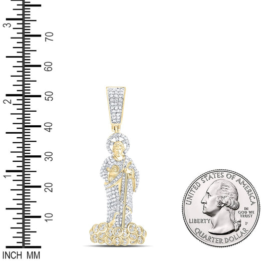 1.2 Ctw Natural Diamond St. Saint Jude Pendant in 10k Yellow Gold