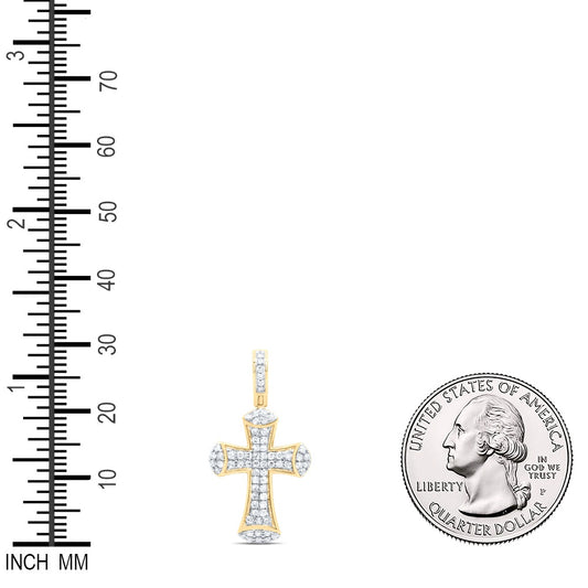 0.43 Ctw Natural Diamond Cross Religious Pendant in 10k Yellow Gold