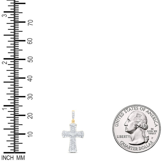 0.64 Ctw Natural Diamond Cluster Cross Gift Pendant in 10k Yellow Gold
