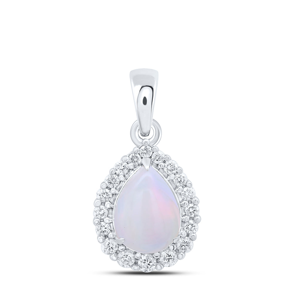 0.92 Ctw Natural Diamond Teardrop Gift Pendant in 10k White Gold