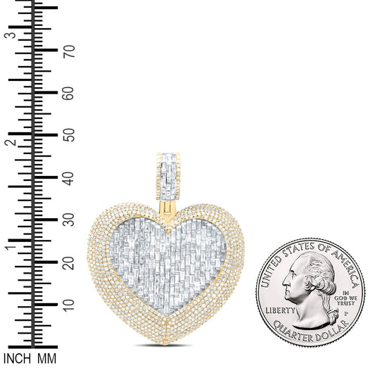 3.98 Ctw Natural Diamond Cluster Heart Pendant in 10k Yellow Gold