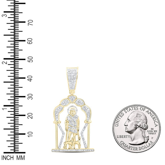 0.72 Ctw Natural Diamond Saint Lazarus Pendant in 10k Yellow Gold