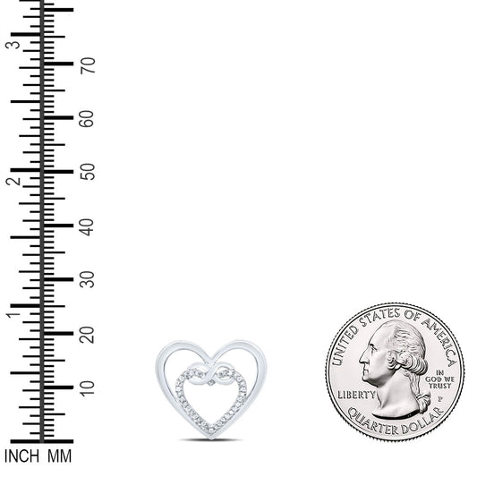 0.05 Ctw Natural Diamond Open Double Heart Infinity Pendant in Sterling Silver