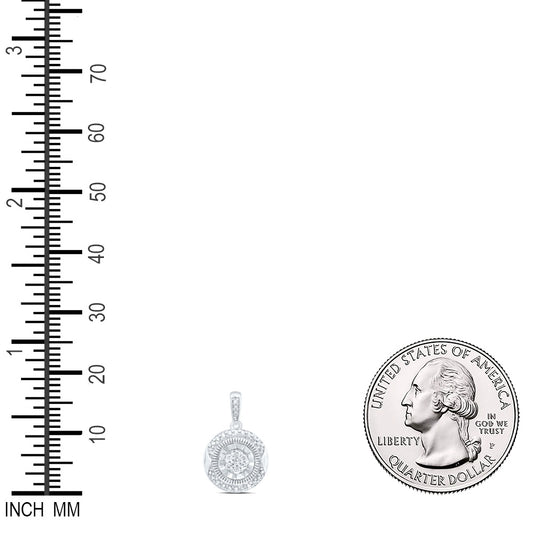 0.05 Ctw Natural Diamond Round illusion Gift Pendant in Sterling Silver