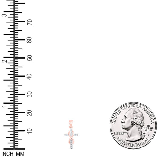 0.11 Ctw Natural Diamond Cross Infinity Fashion Pendant in 10k Rose Gold