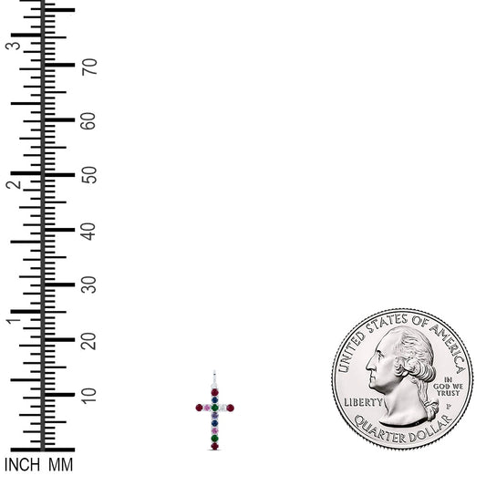 0.49 Ctw Natural Diamond Colored Diamond Tennis Cross Pendant in 14k White Gold