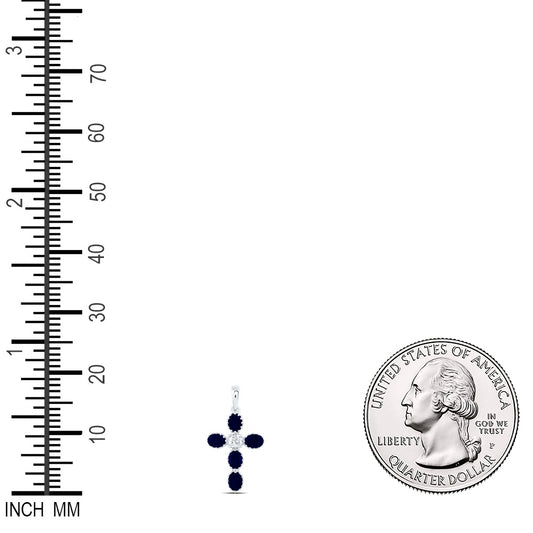 1.18 Ctw Natural Diamond Black Cross Religious Pendant in 14k White Gold