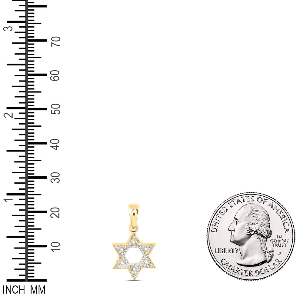 0.18 Ctw Natural Diamond Open Star Of David Pendant in 10k Yellow Gold