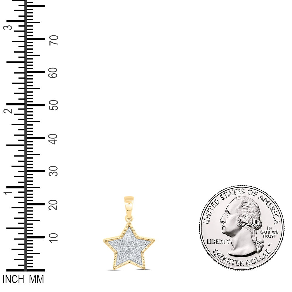 0.42 Ctw Natural Diamond Cluster Star Of David Pendant in 10k Yellow Gold