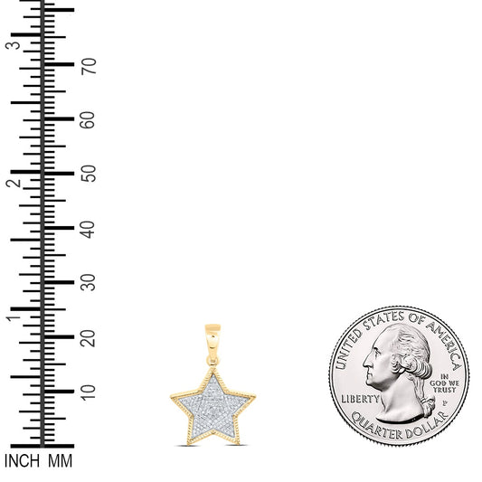 0.42 Ctw Natural Diamond Cluster Star Of David Pendant in 10k Yellow Gold