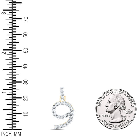0.11 Ctw Natural Diamond Number No 9 Gift Pendant in 10k Yellow Gold