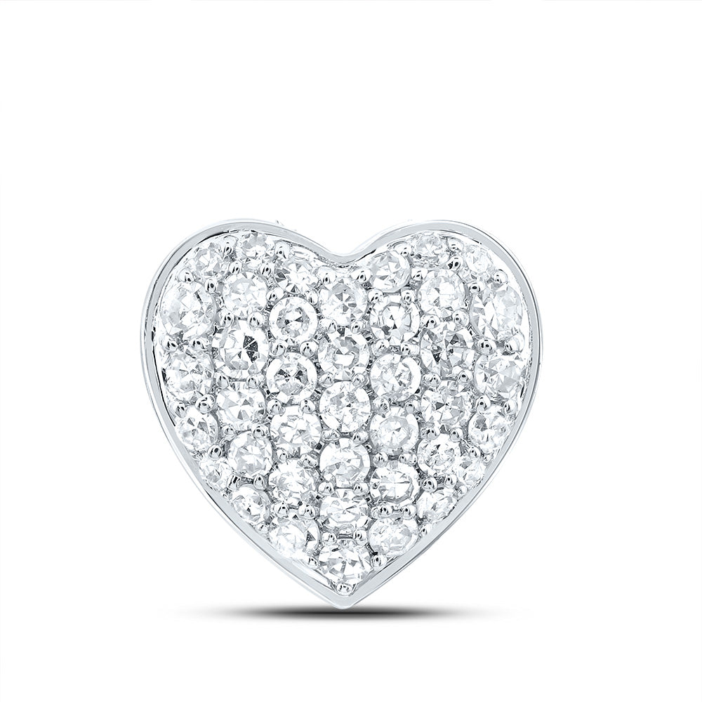0.2 Ctw Natural Diamond Heart Small Pendant in 10k White Gold