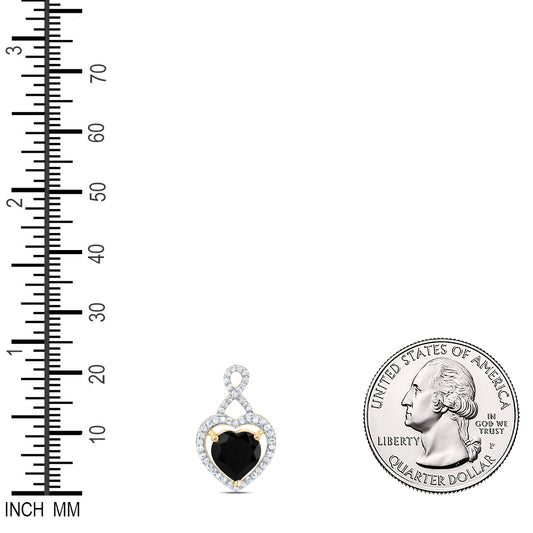 1.95 Ctw Natural Diamond Black Heart Pendant in 10k Yellow Gold