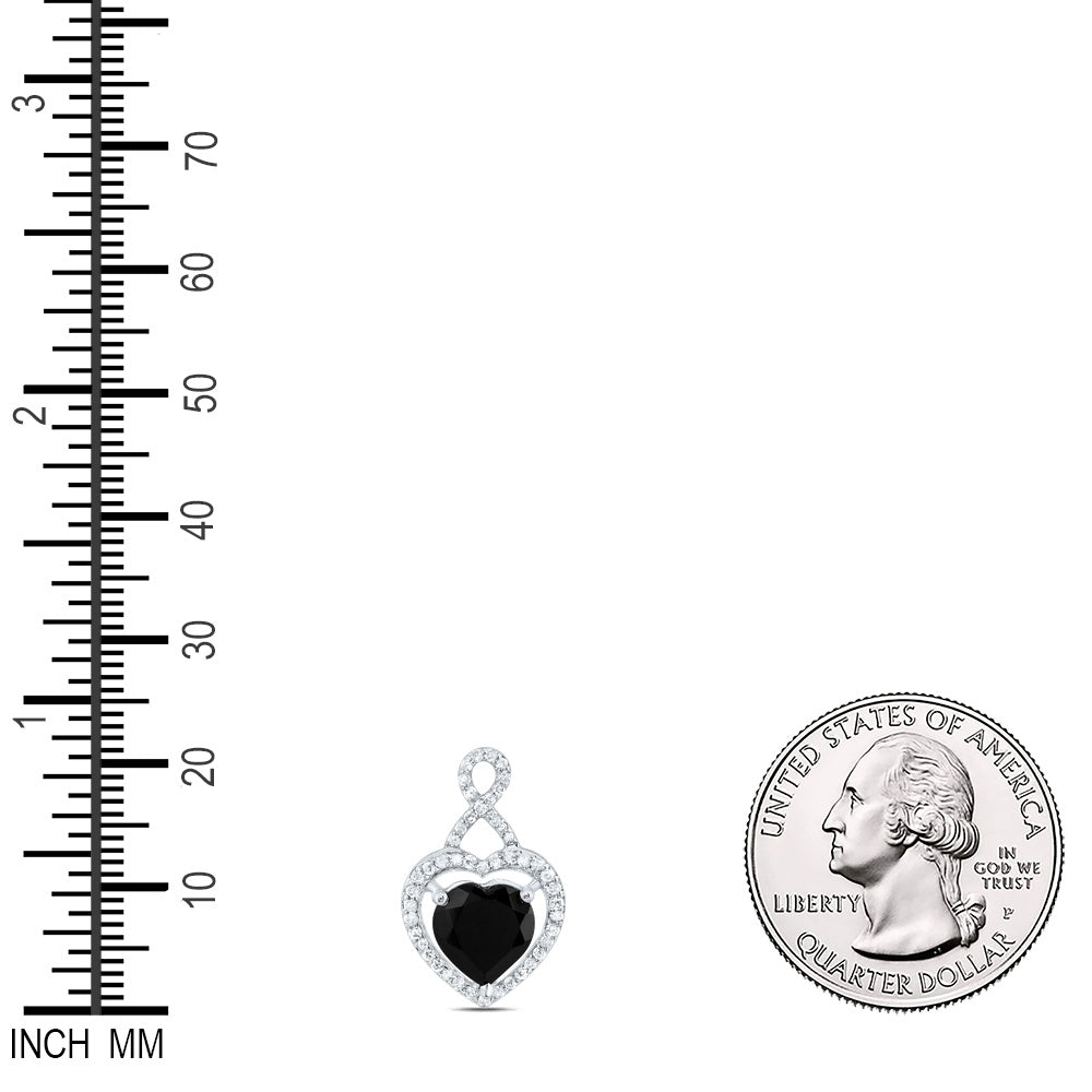 1.84 Ctw Natural Diamond Black Heart Pendant in 10k White Gold