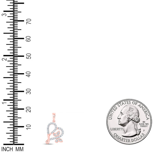 0.15 Ctw Natural Diamond Butterfly Open Heart Pendant in 10k Rose Gold