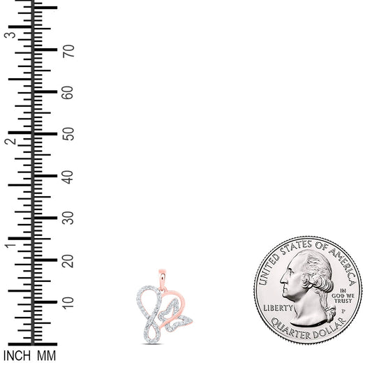 0.19 Ctw Natural Diamond Infinity Butterfly Open Heart Pendant in 10k Rose Gold