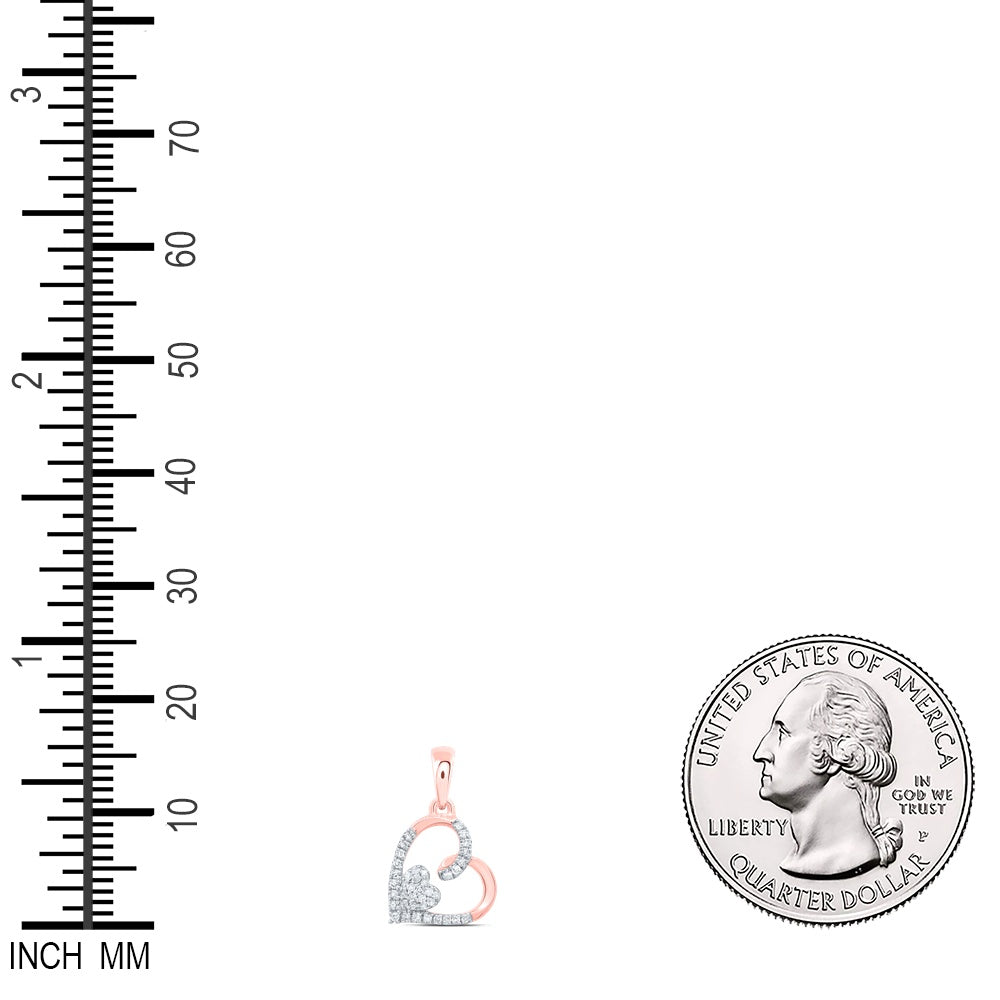 0.1 Ctw Natural Diamond Open Double Heart Pendant in 10k Rose Gold
