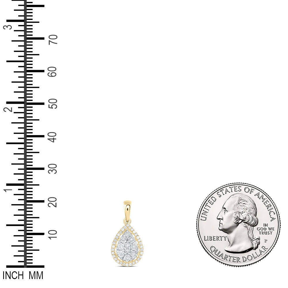 0.13 Ctw Natural Diamond Teardrop Pendant in 10k Yellow Gold