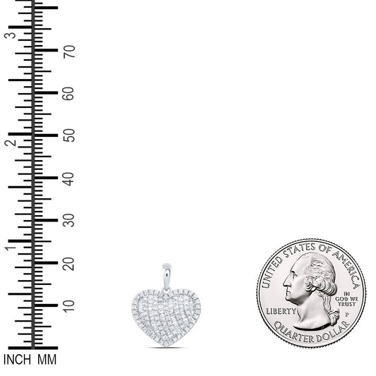0.53 Ctw Natural Diamond Cluster Heart Pendant in 10k White Gold