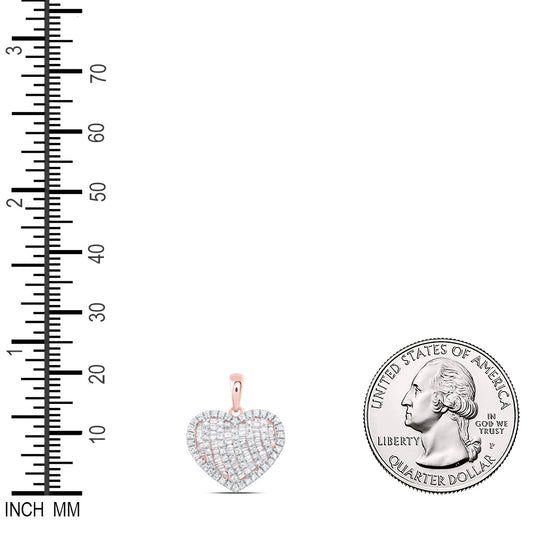 0.54 Ctw Natural Diamond Cluster Heart Pendant in 10k Rose Gold