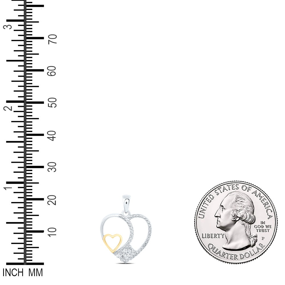 0.02 Ctw Natural Diamond Open Double Heart Pendant in Sterling Silver