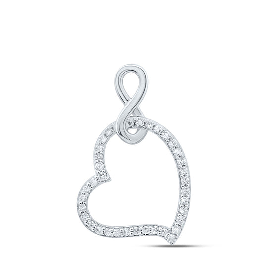 0.16 Ctw Natural Diamond Open Heart Infinity Pendant in 10k White Gold