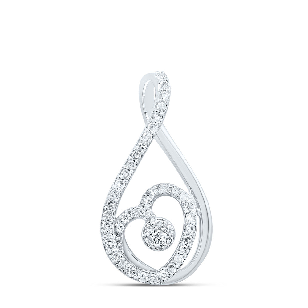 0.19 Ctw Natural Diamond Infinity Heart Pendant in 10k White Gold