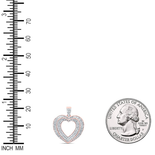 0.41 Ctw Natural Diamond Open Heart Pendant in 10k Rose Gold