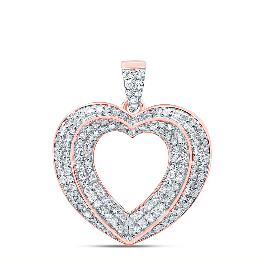 0.41 Ctw Natural Diamond Open Heart Pendant in 10k Rose Gold