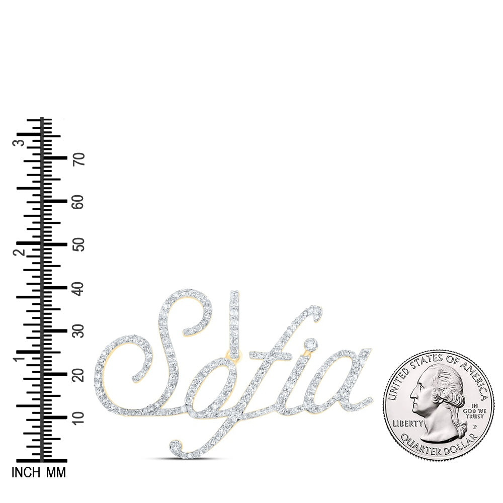 0.71 Ctw Natural Diamond Sofia Nameplate Pendant in 10k Yellow Gold