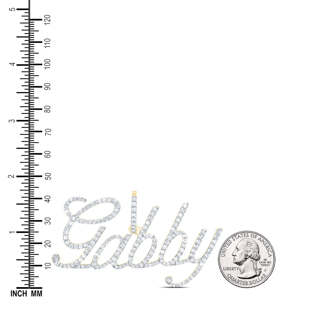 0.93 Ctw Natural Diamond Gabby Nameplate Pendant in 10k Yellow Gold