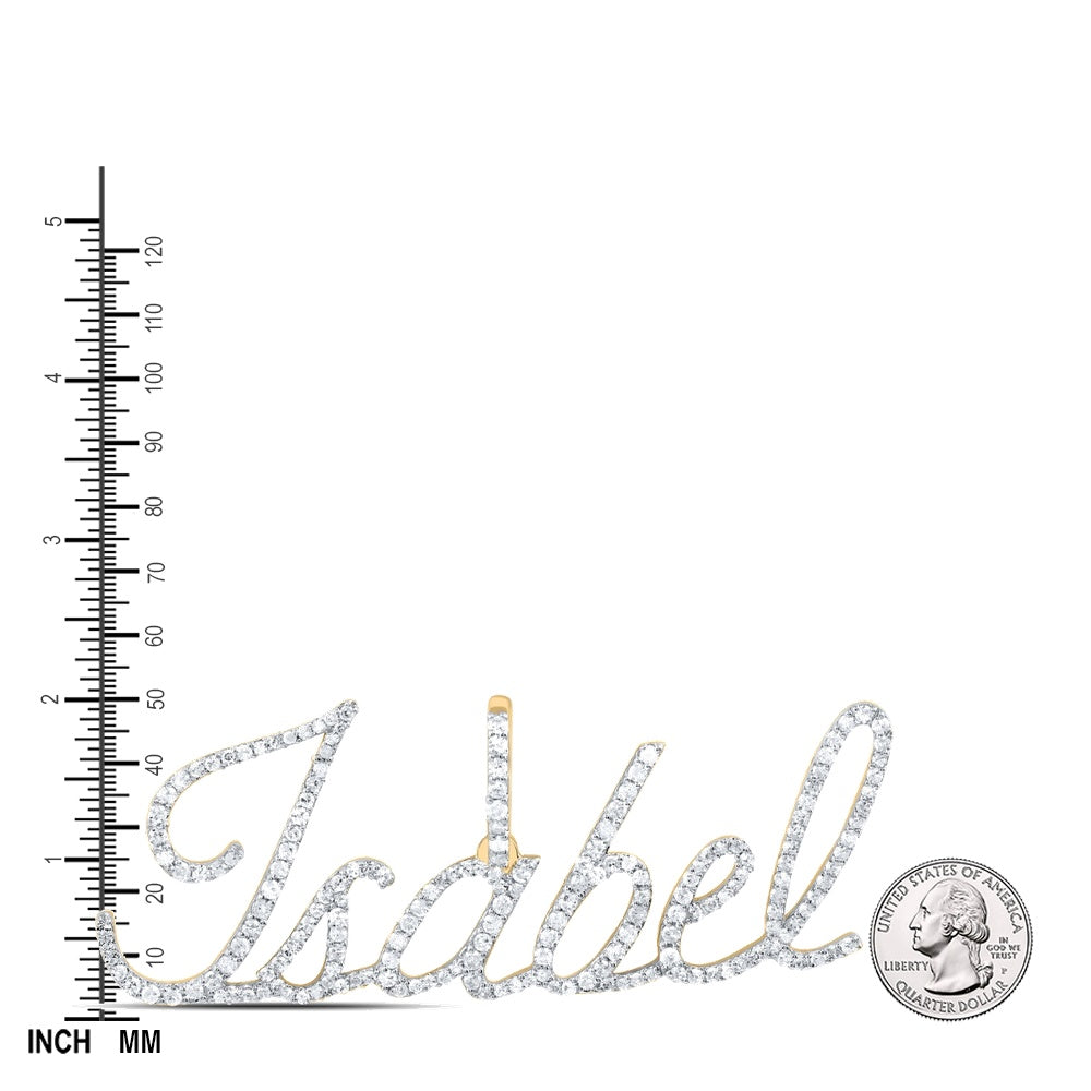 0.89 Ctw Natural Diamond Isabel Nameplate Pendant in 10k Yellow Gold