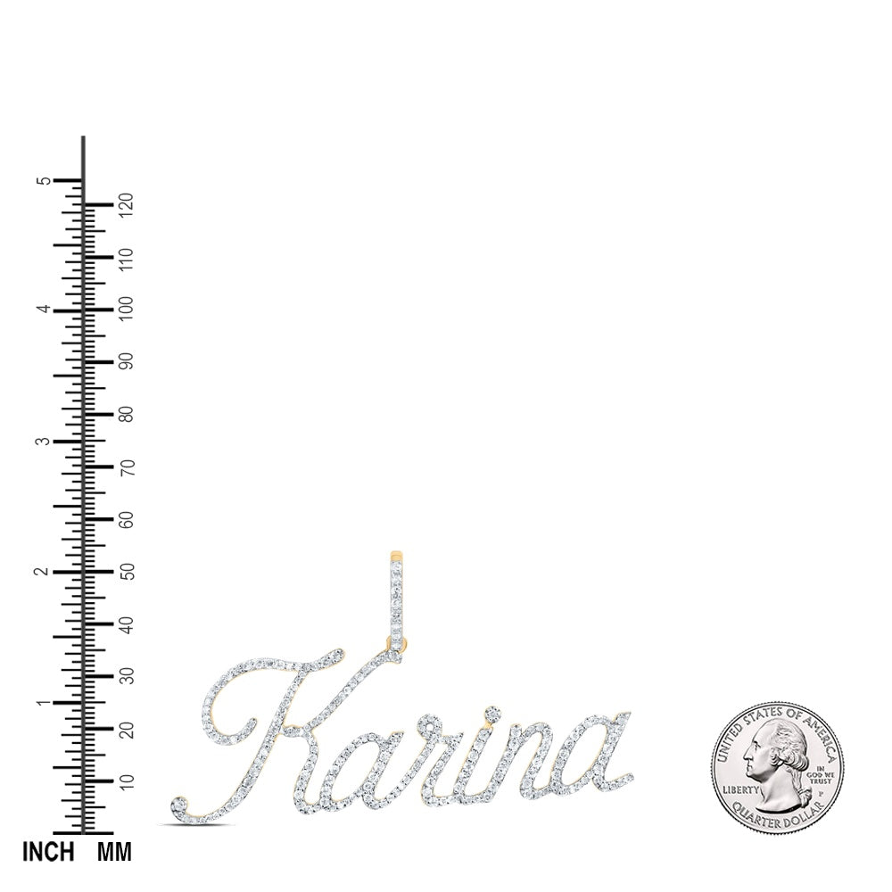 0.88 Ctw Natural Diamond Karina Nameplate Pendant in 10k Yellow Gold