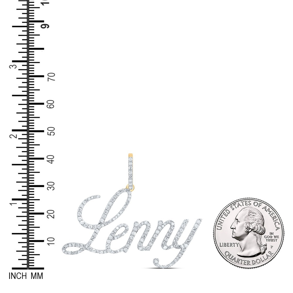 0.74 Ctw Natural Diamond Lenny Nameplate Pendant in 10k Yellow Gold
