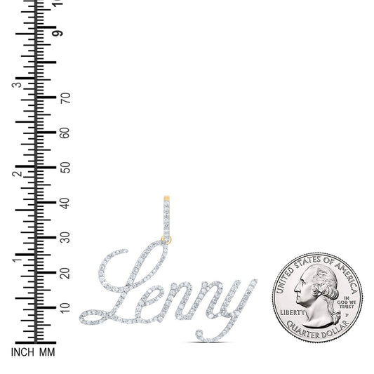 0.74 Ctw Natural Diamond Lenny Nameplate Pendant in 10k Yellow Gold