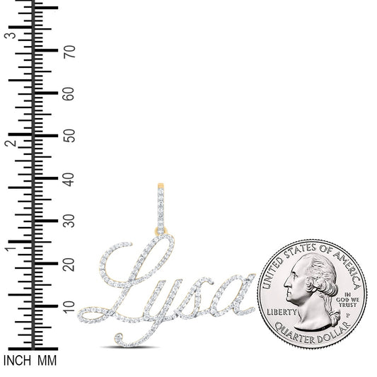 0.68 Ctw Natural Diamond Lysa Nameplate Pendant in 10k Yellow Gold