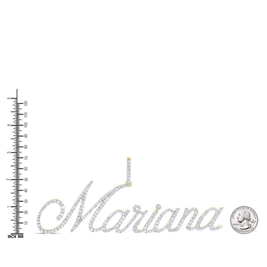 1.13 Ctw Natural Diamond Mariana Nameplate Pendant in 10k Yellow Gold