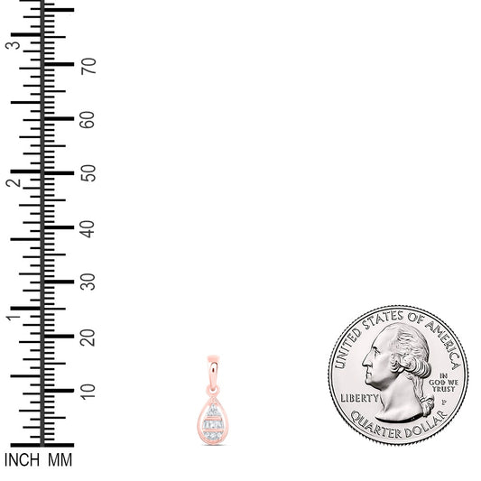 0.05 Ctw Natural Diamond Teardrop Gift Pendant in 10k Rose Gold