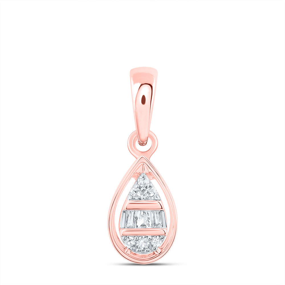 0.05 Ctw Natural Diamond Teardrop Gift Pendant in 10k Rose Gold