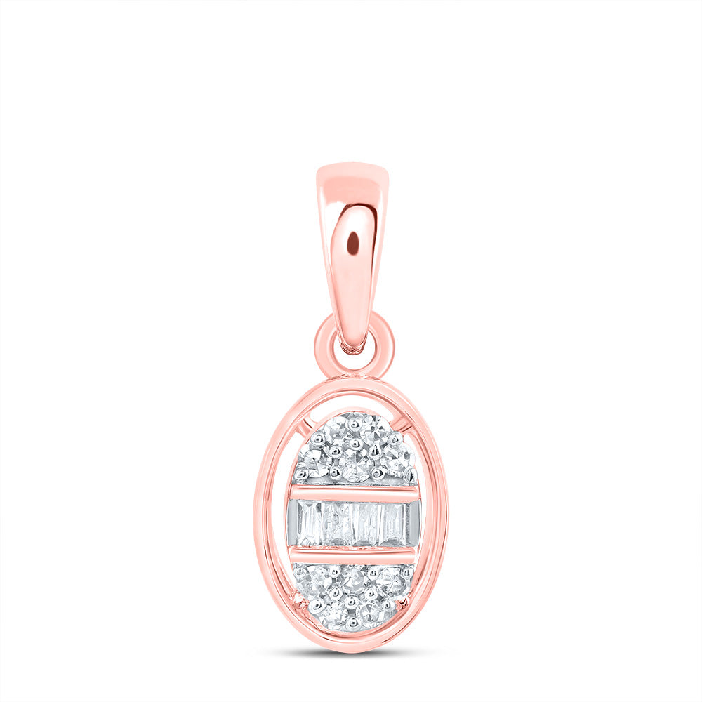 0.08 Ctw Natural Diamond Oval Pendant in 10k Rose Gold