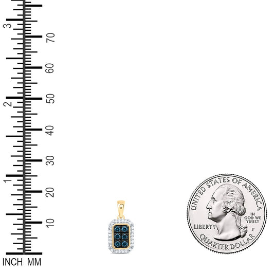 0.25 Ctw Natural Diamond Blue Octagon Shaped Pendant in 10k Yellow Gold